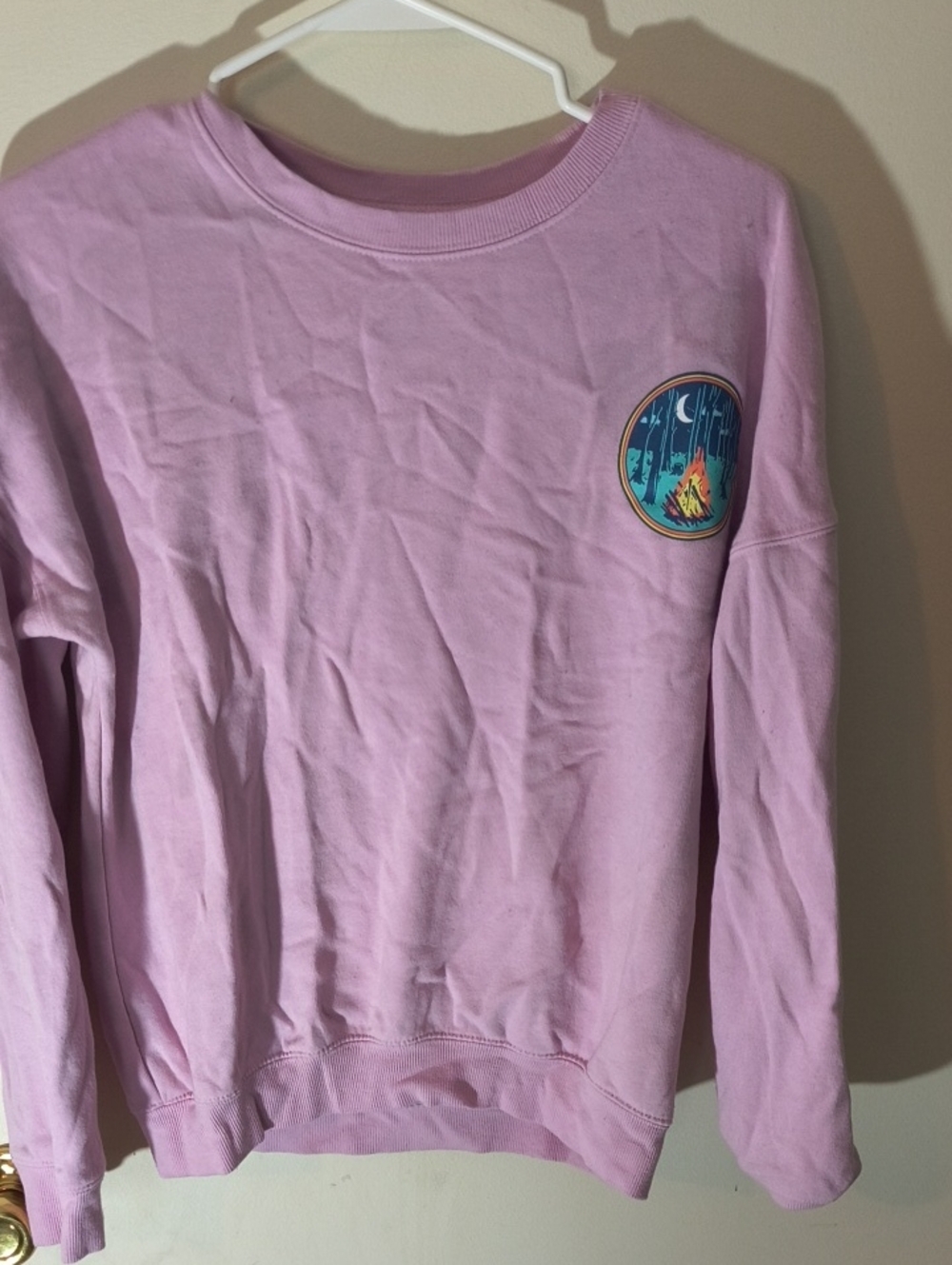 Lavender Crewneck Sweatshirt with Campfire Patch - Unbranded
